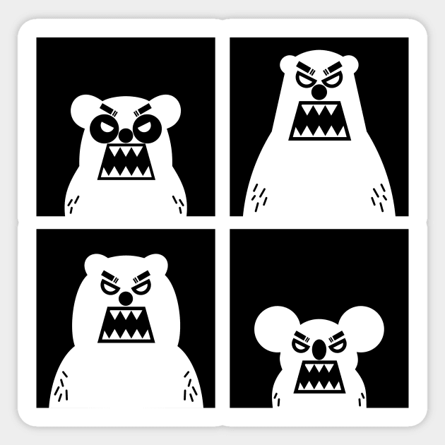 4 Angry Bears Sticker by Johnitees